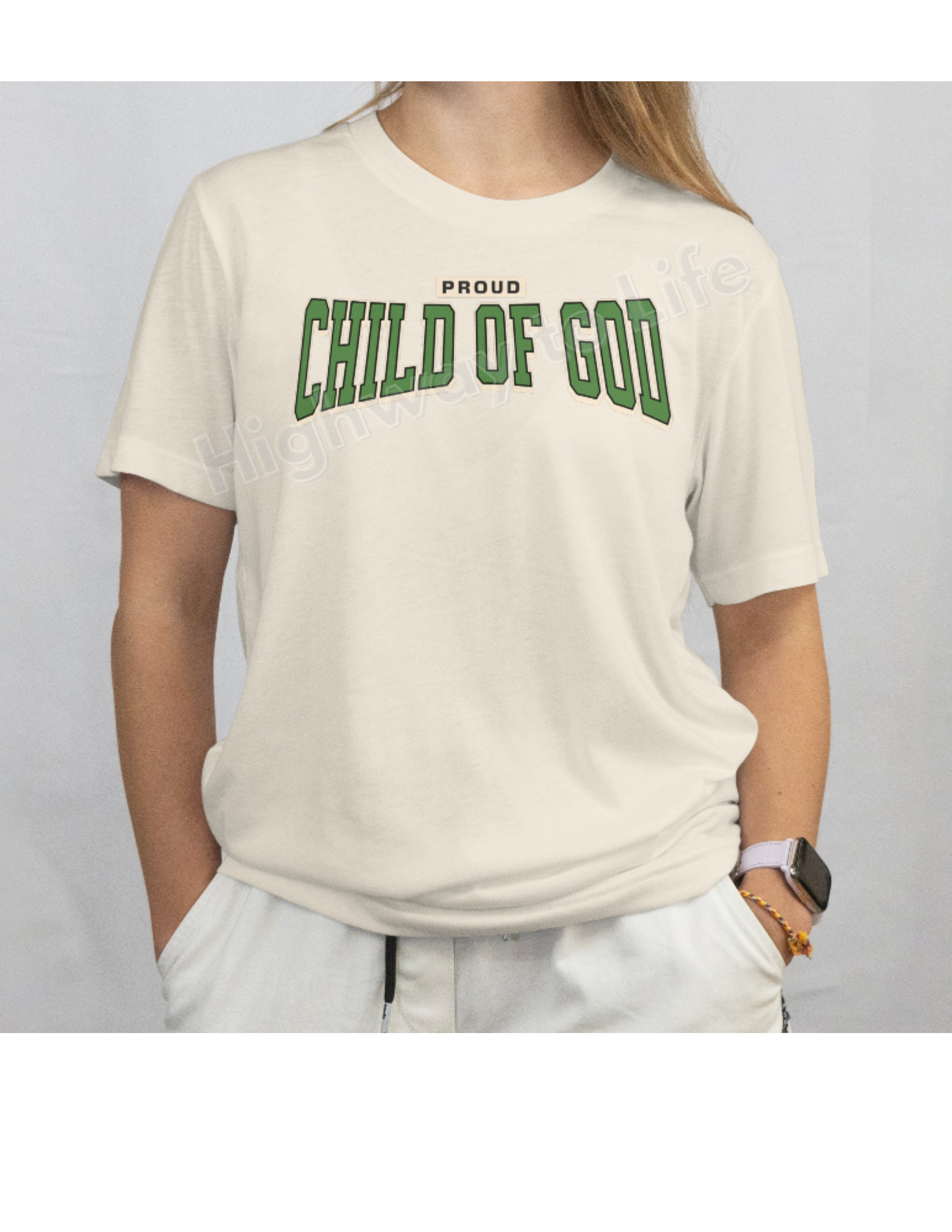 Proud (Child of God), T-shirt (green letters)