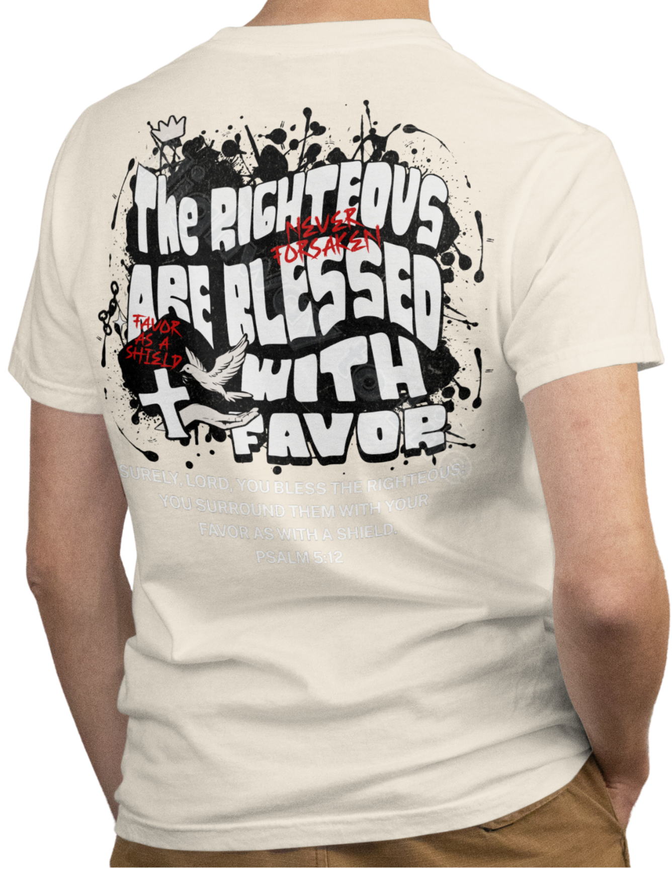 Favor as a shield (white letters), T-shirt