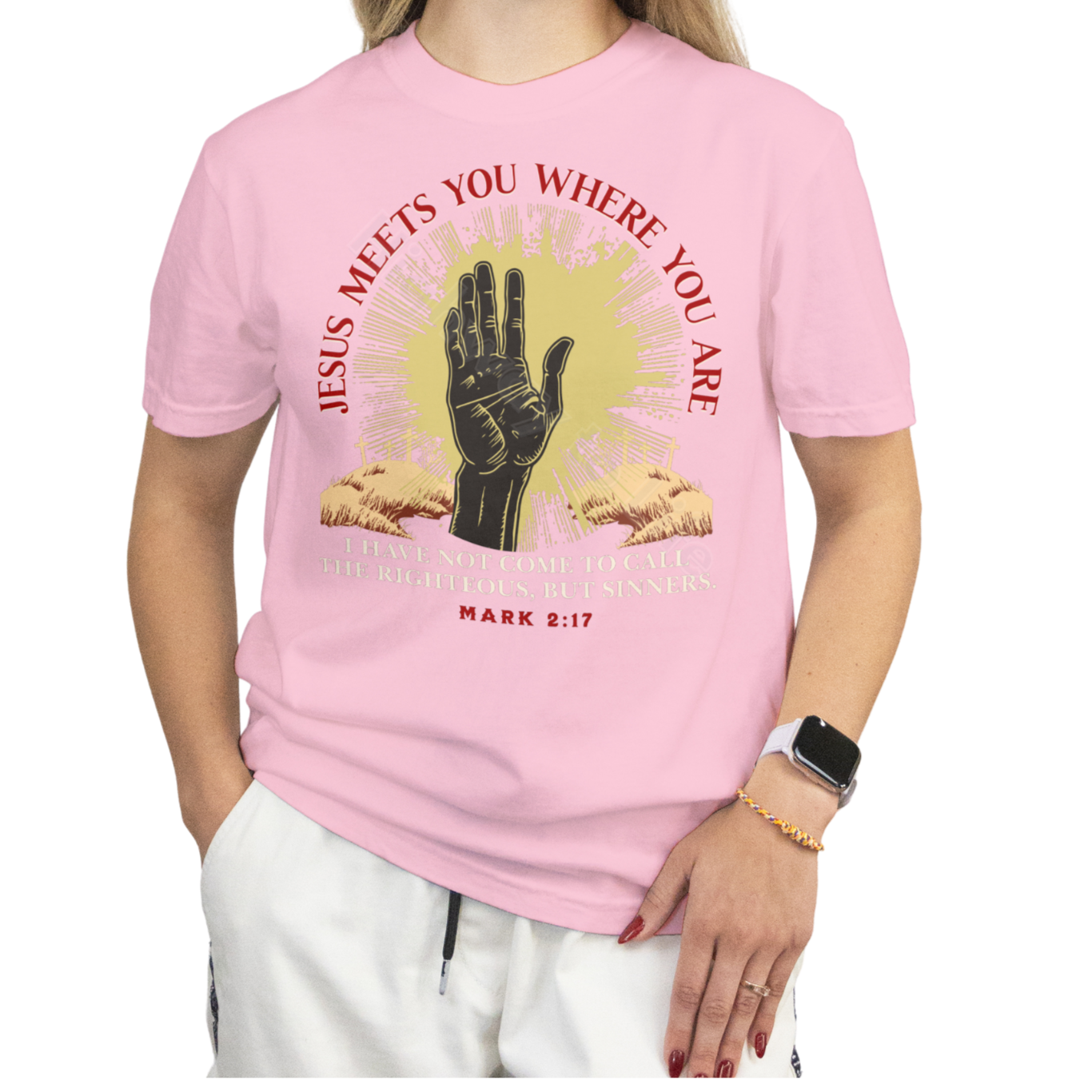 Jesus meets you where you are, T-shirt (revised)