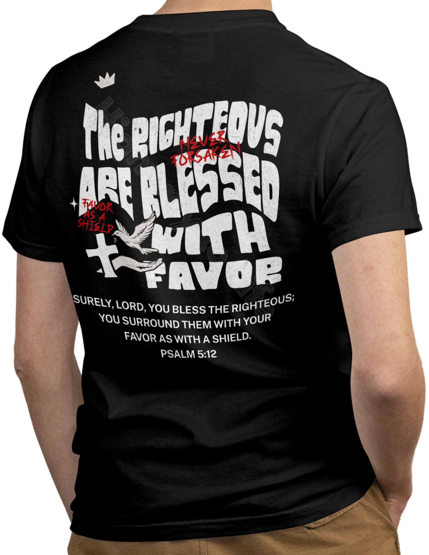 Favor as a shield (white letters), T-shirt