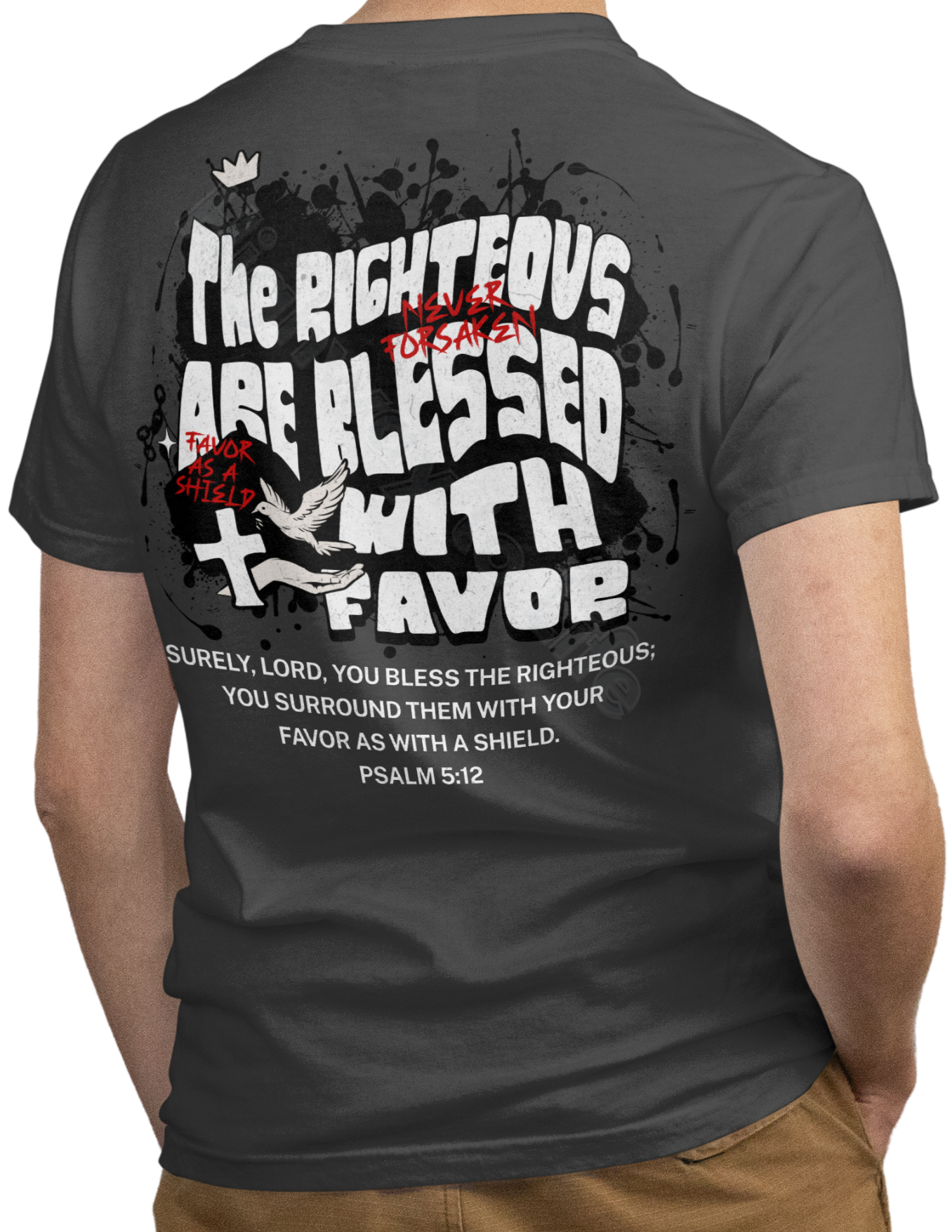 Favor as a shield (white letters), T-shirt