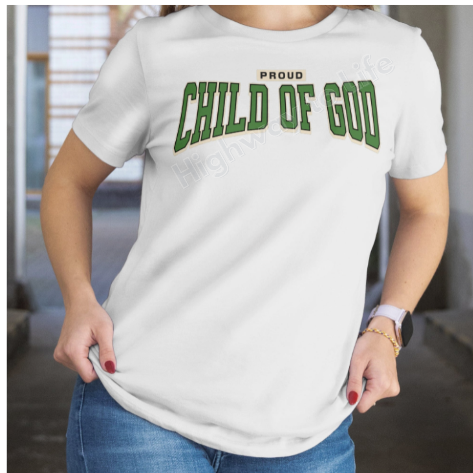 Proud (Child of God), T-shirt (green letters)