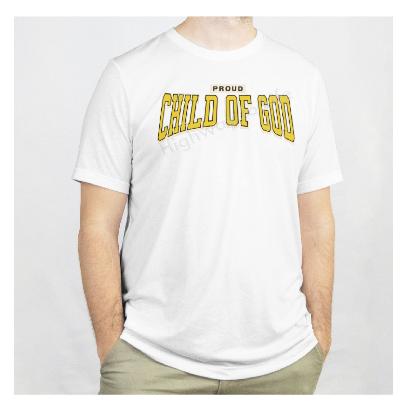 Proud (Child of God), T-shirt (yellow letters)