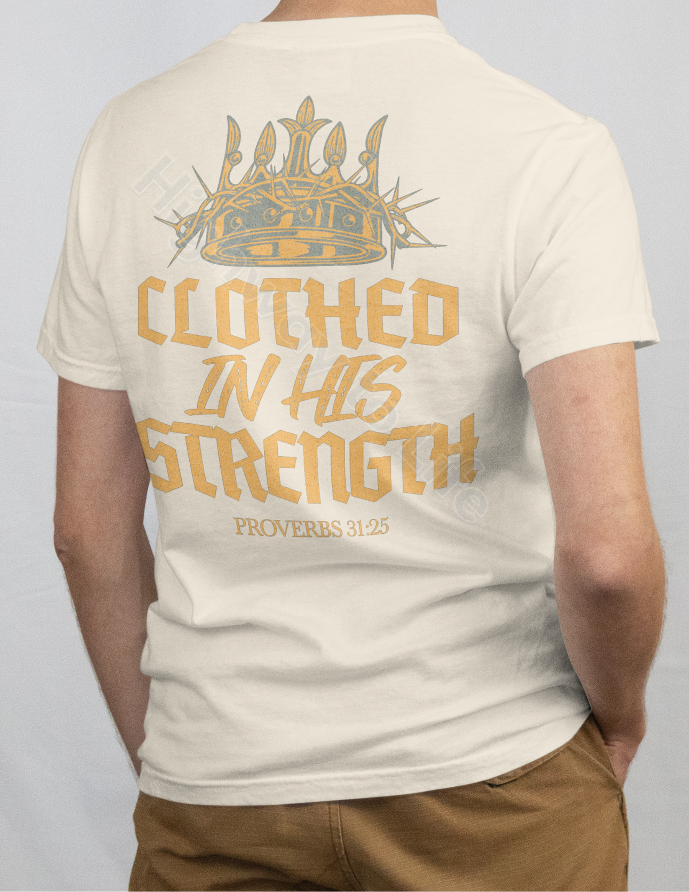 Clothed in His strength, T-shirt