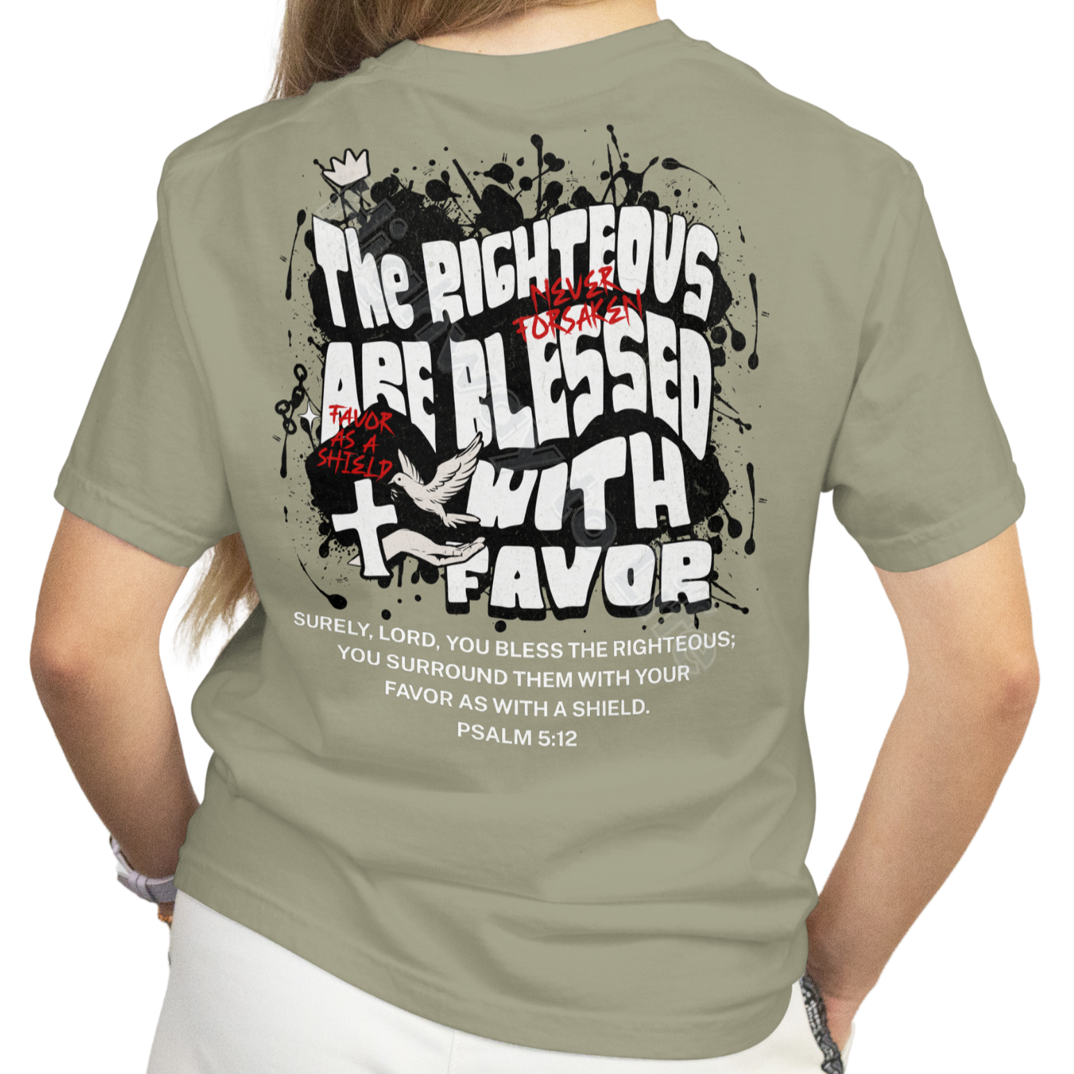 Favor as a shield (white letters), T-shirt
